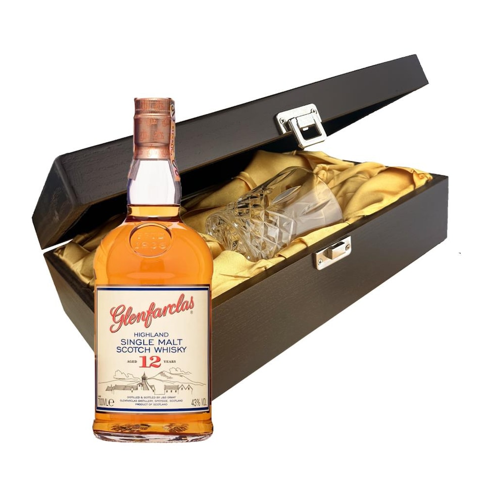 Glenfarclas 12 Year Old Whisky In Luxury Box With Crystal Glass Tumbler 70cl 43 abv