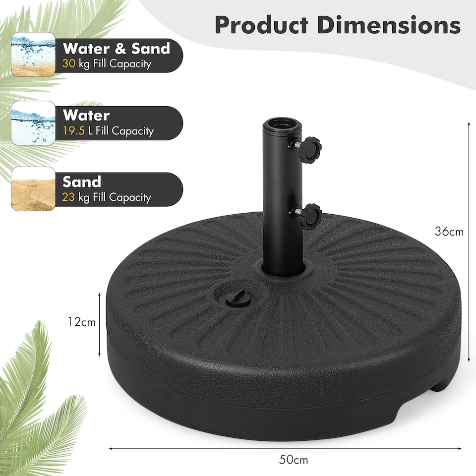 image 1 of COSTWAY 50 cm Round Umbrella Base Stand Patio Umbrella Holder