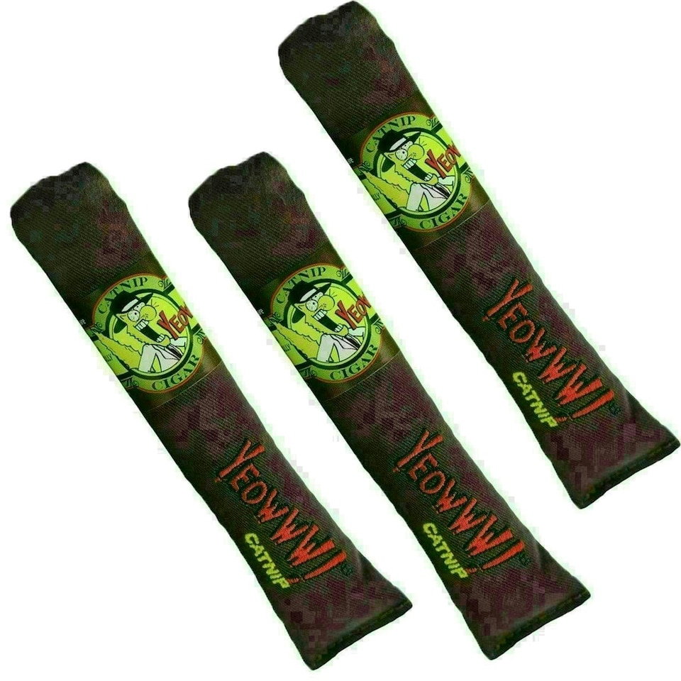 image 1 of 3PK Yeow Interactive Cat Kitten Brown Cigar With Catnip Cat Play Toy Cat Gift