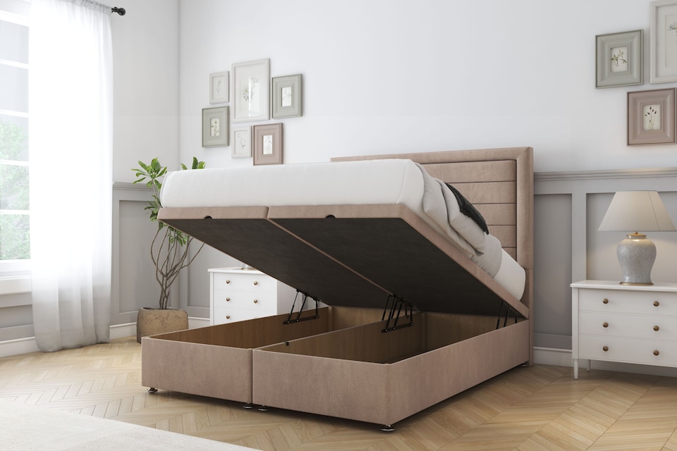 image 1 of Sloomy Ashford Mink Naples Ottoman Bed With Mattress With 26" Strutted Headboard 2'6 Small Single