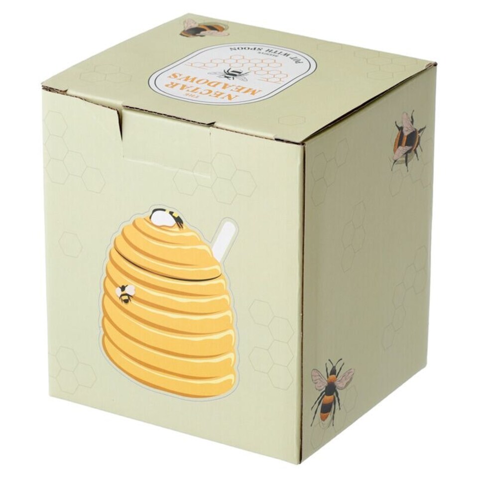 image 1 of Beehive Shaped Ceramic Pot with Lid & Spoon