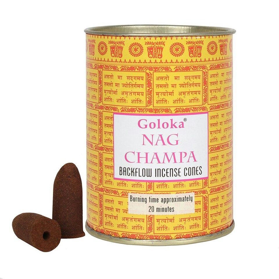 Tin of 24 Nagchampa Backflow Incense Cones Tesco Groceries