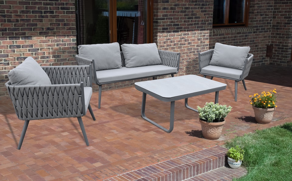 image 1 of Groundlevel 4 Piece Woven Grey Furniture Set