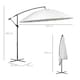 image 5 of Outsunny 3m Cantilever Shanghai Parasol Garden Hanging Banana Sun Umbrella with Crank Handle, 18 Sturdy Ribs and Cross Base, White