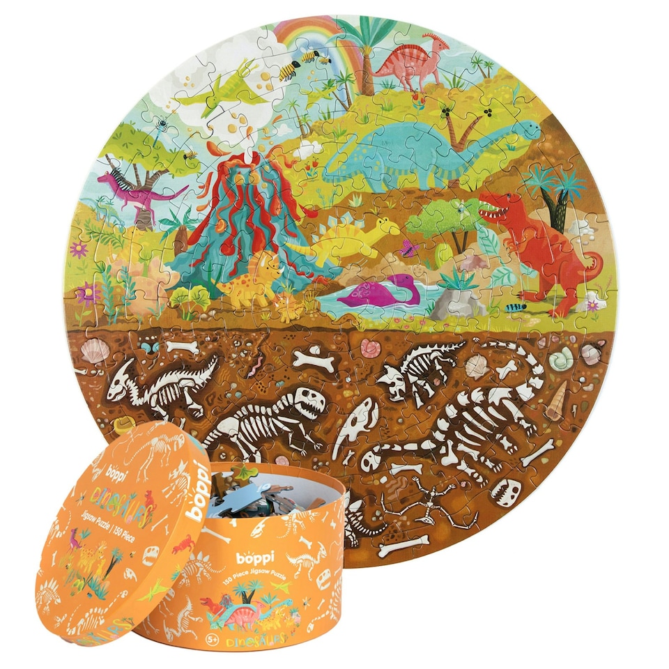 image 1 of boppi 150 Piece Round Jigsaw Puzzle - Dinosaur
