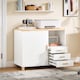 image 4 of SoBuy Printer Stand Under Desk Storage Cabinet with Open Shelf and 3 Drawers, White & Natural Wood, 35.4x17.7x29.5 in, 45.1 kg - ASK07-WN