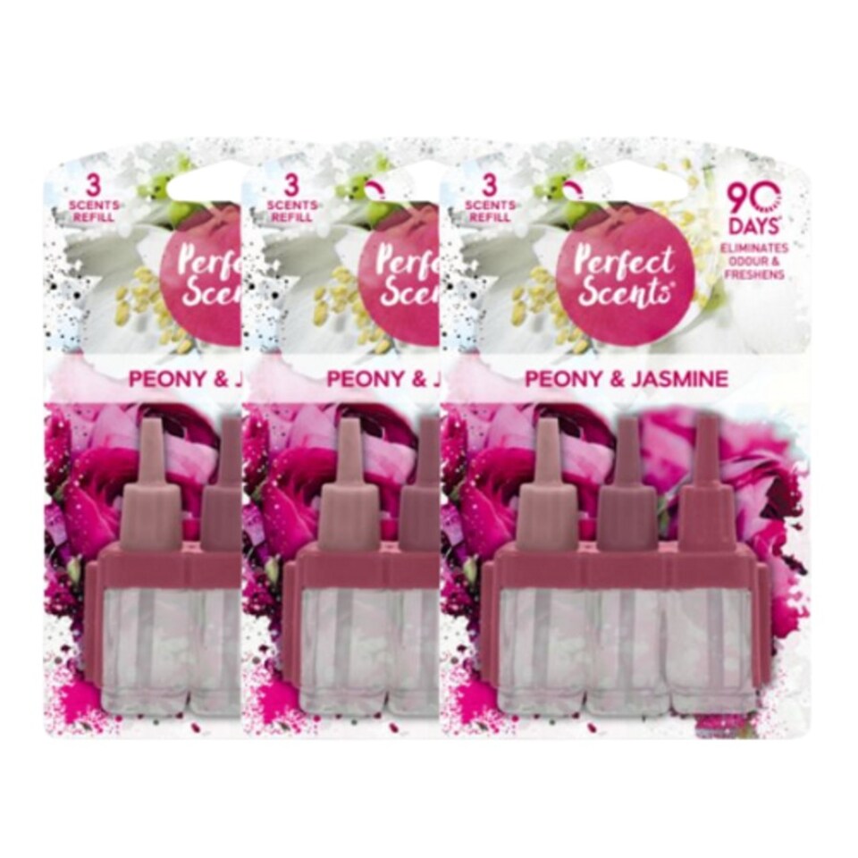 image 1 of Perfect Scents Peony and Jasmine Air Freshener Refill 3 Pack 20ml | Pink | 3 - Pink | 3
