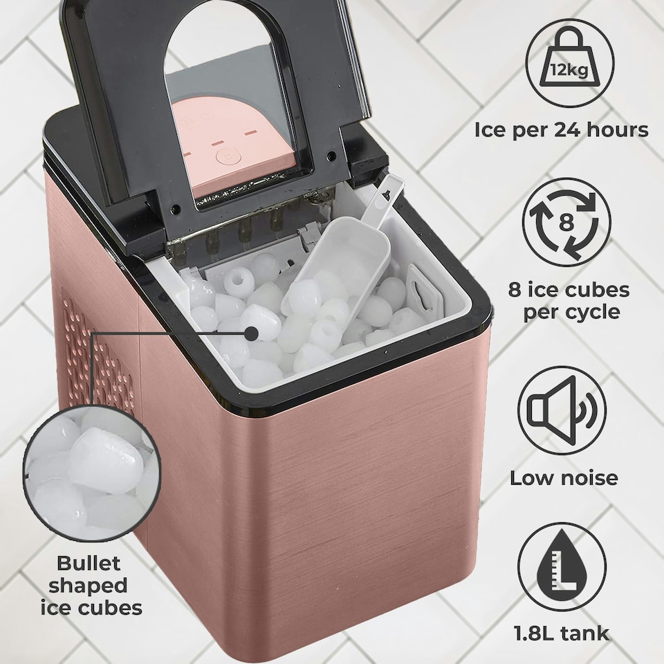 image 1 of Neo 1.7L Automatic Electric Portable Home Kitchen Ice Cube Dispenser Maker Machine Counter Top Cocktails Drink Crusher Cold Freeze (Copper)