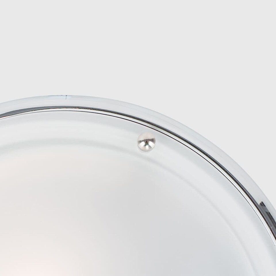 image 1 of ValueLights Flat Chrome Opal Glass IP44 Bathroom Ceiling Light and Bulb