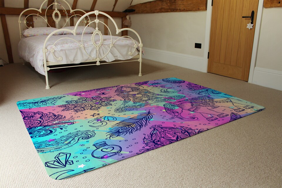 image 1 of Colorful Rainbow Rug | Multi