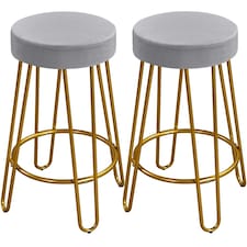 Yaheetech 67 cm Tall Upholstered Velvet Counter Stools Grey