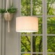 image 2 of ValueLights Pair of - Grey Fabric Cylinder Ceiling Pendant Lampshade/Table Lamp Drum Light Shade - Small