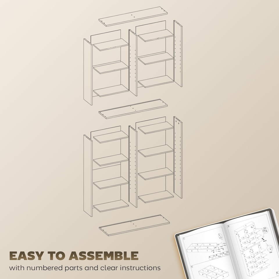 image 1 of HOMCOM 640 CD360 DVD Storage Unit, Blu-ray Media Storage Shelf with 18 Compartments and 14 Adjustable Shelves, CD Tower for Living Room, Bedroom, Office, Black | Black