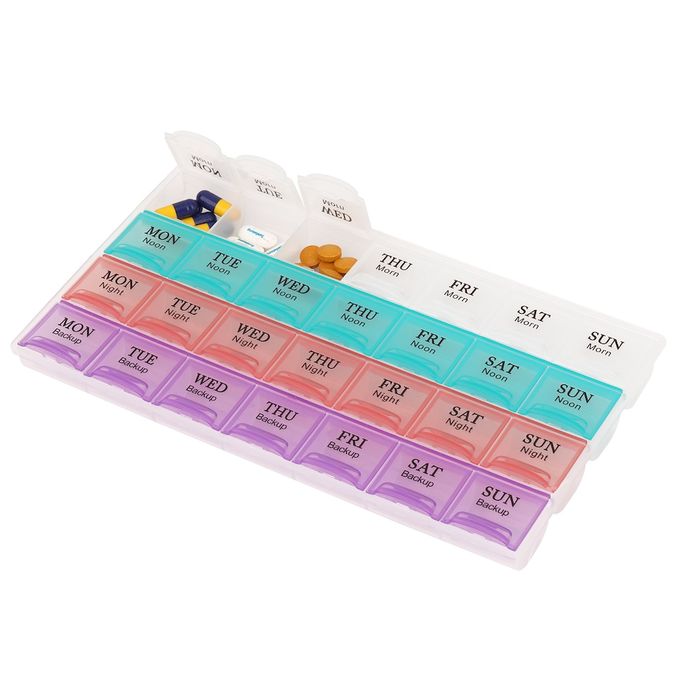 image 1 of 28 Slot Pill Organiser, 4 Times A Day Weekly Tablet Box