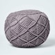 image 1 of Homescapes Grey Macrame Knitted Pouffe - 35 x 40 cm