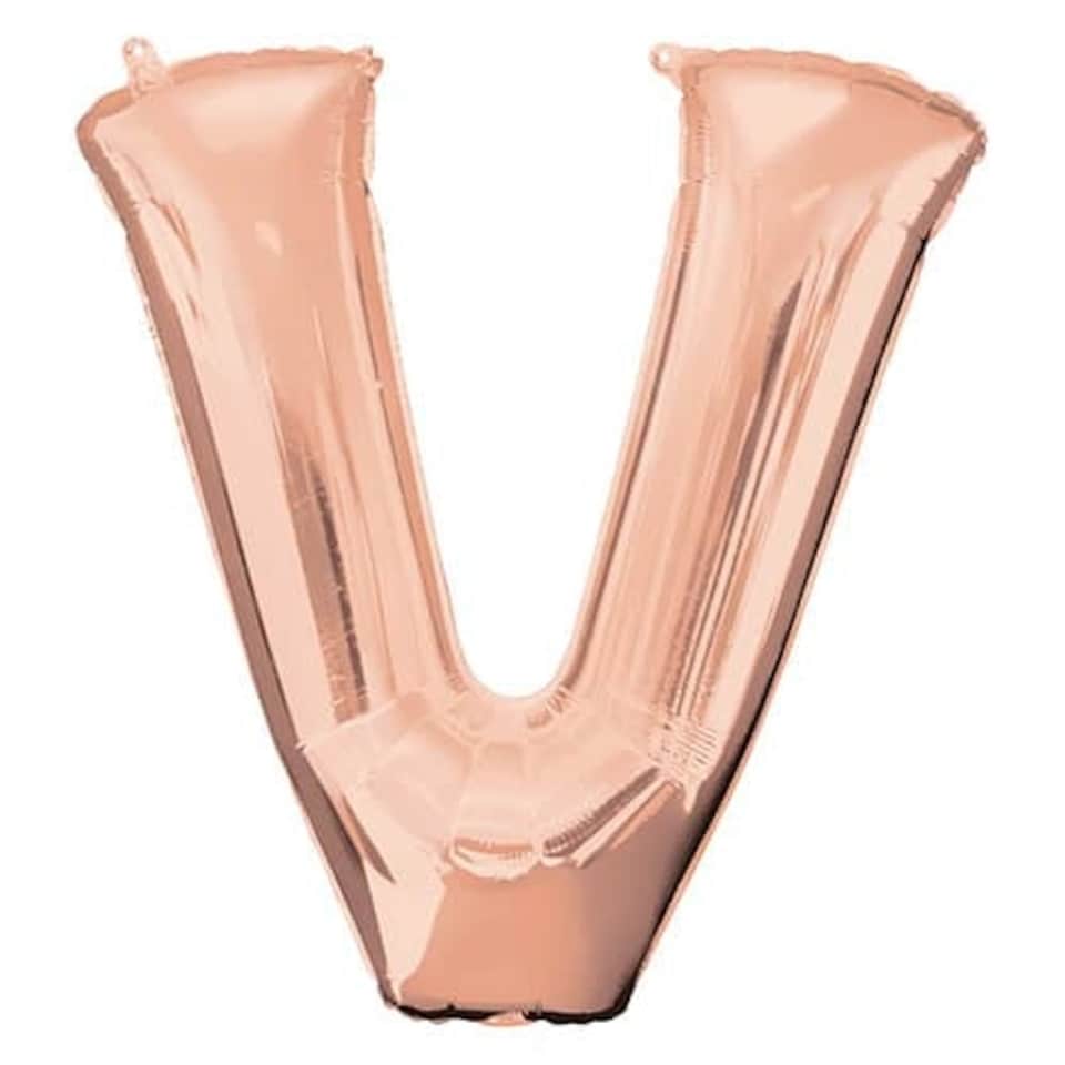 Rose Gold Letter V Helium Foil Giant Balloon 81cm / 32 in