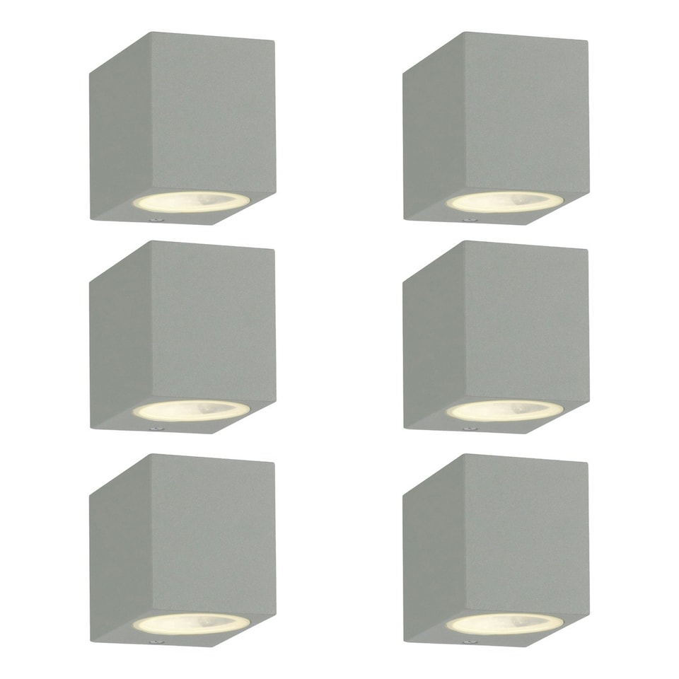 image 1 of Set of 6 Falmouth - Grey Downwards Outdoor IP44 Wall Light Grey | Clear
