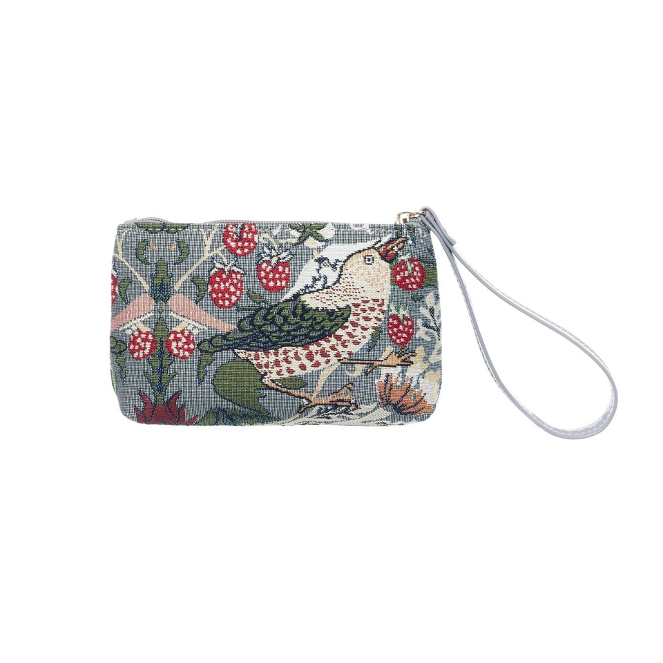 image 1 of Signare Wristlet Bag - Grey Strawberry Thief Multi