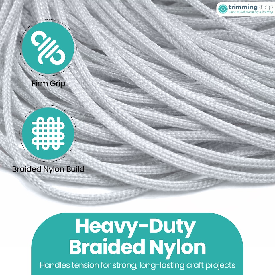 image 1 of Nylon Cord for Jewellery Making, Strong Braided Nylon Thread - 1.2mm x 10m