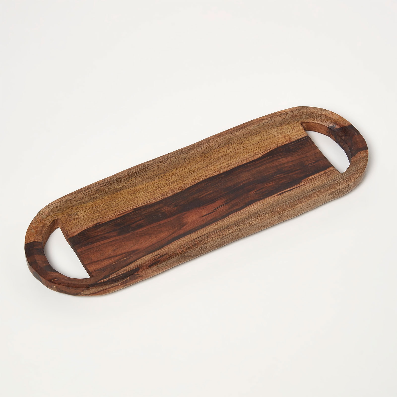 Homescapes Long Mango Wood Serving Tray & Charcuterie Board in Brown