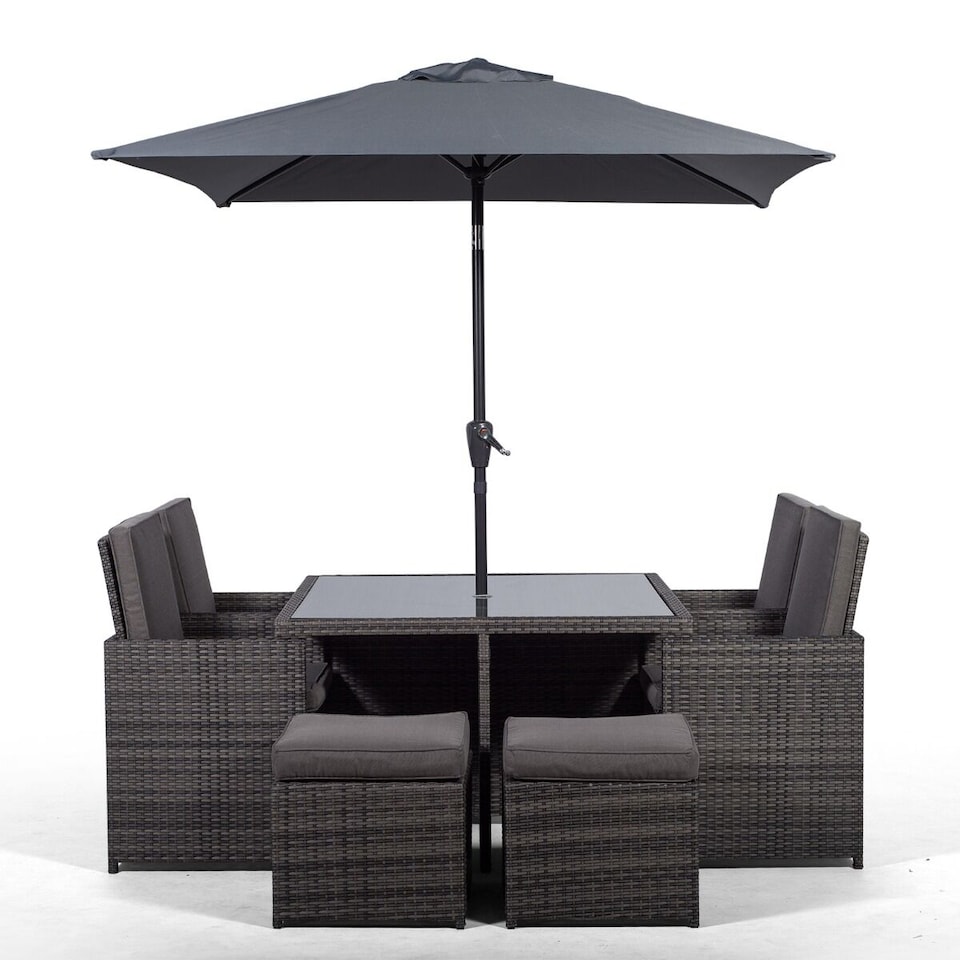 image 1 of Giardino 4 Seater Rattan Cube Dining Set | Grey | Grey