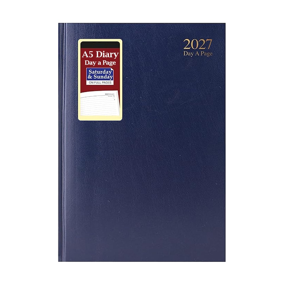 image 1 of MantraRaj 2027 Diary A5 Day a Page Hardback Casebound Cover Desk Diary Organiser Planner Blue