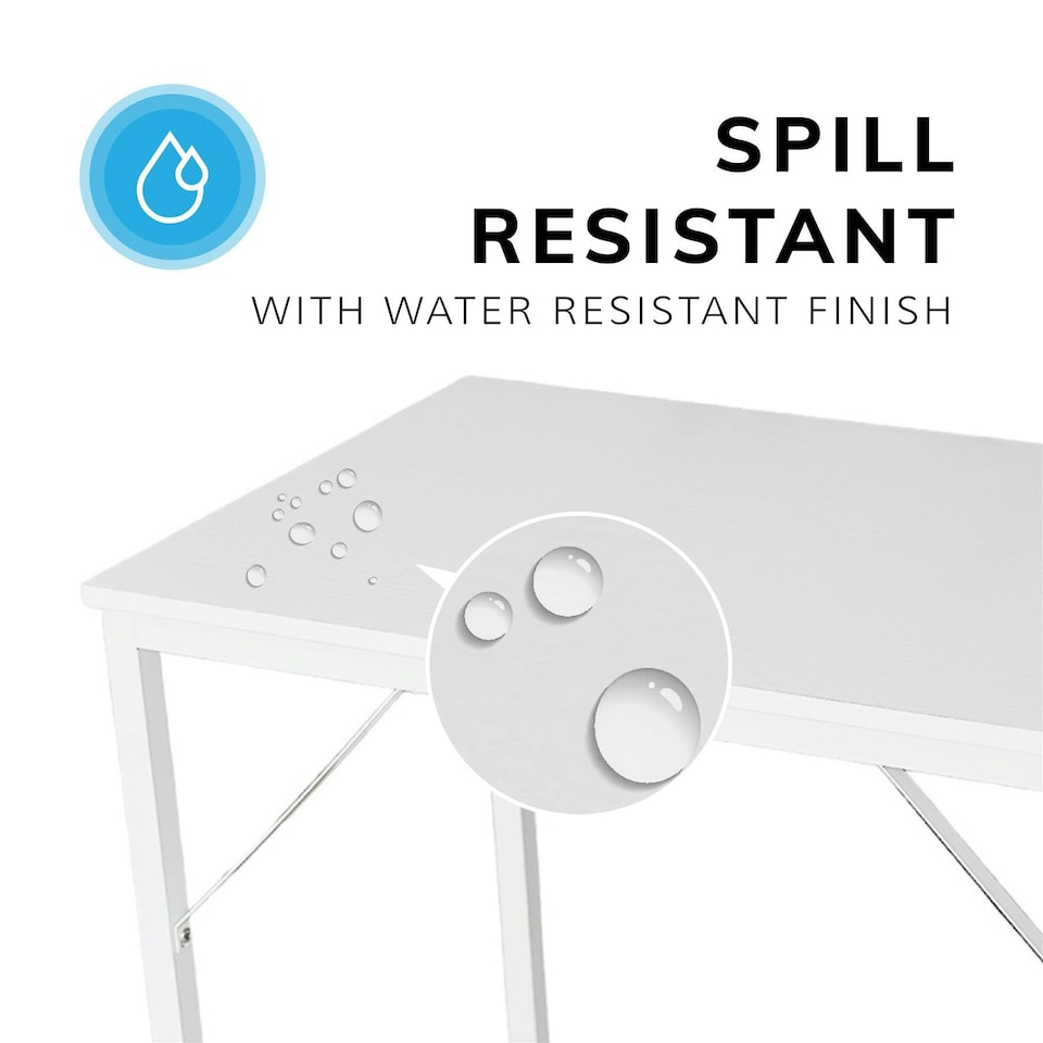 image 1 of Computer Desk 80cm White Rustic Wood Finish Sturdy Home Office Workstation for Small Spaces White