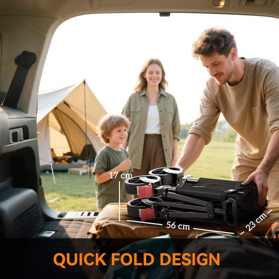 image 1 of Outsunny Folding Trolley on Wheels, Garden Cart with Openable Sides, Black