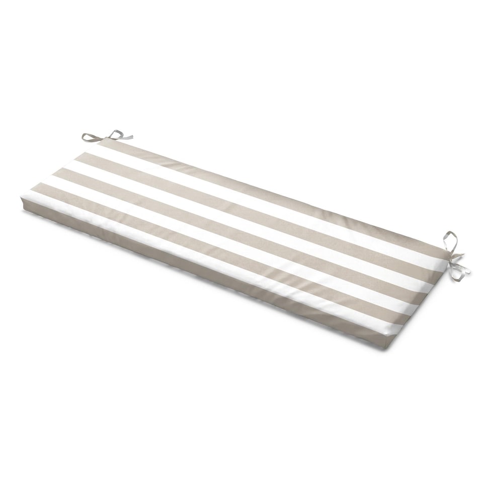 image 1 of Wide Striped Garden Bench Seat Pad Beige