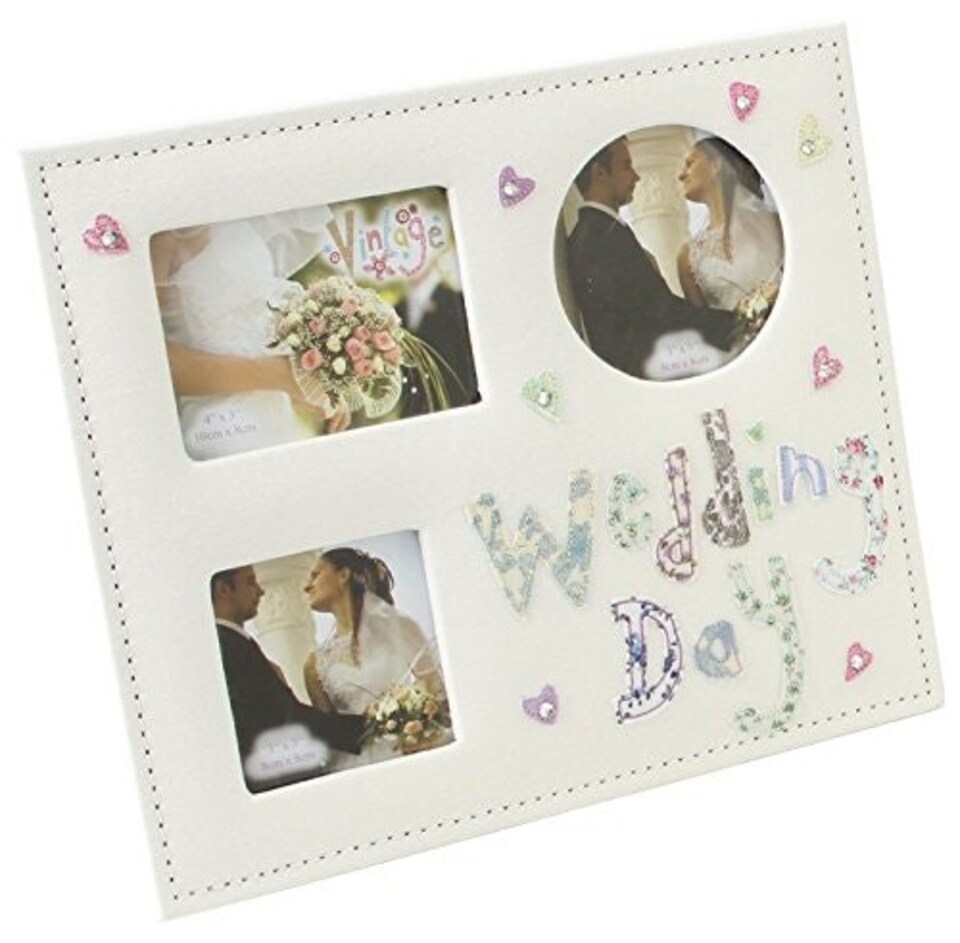 image 1 of Vintage Collection Fabric Multi Aperture Wedding Day Photo Frame