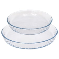 Argon Tableware 2pc Optical Round Glass Oven Dish Set - 2 Sizes