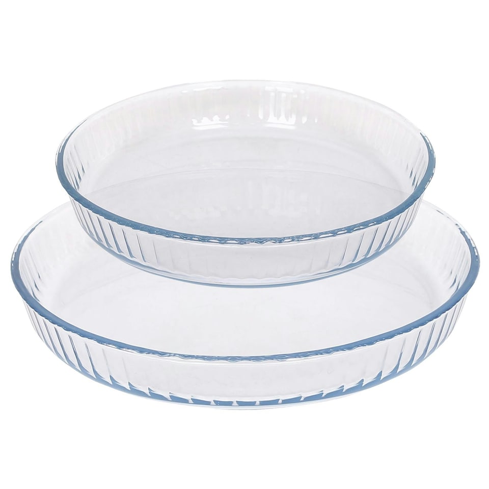 image 1 of Argon Tableware 2pc Optical Round Glass Oven Dish Set - 2 Sizes