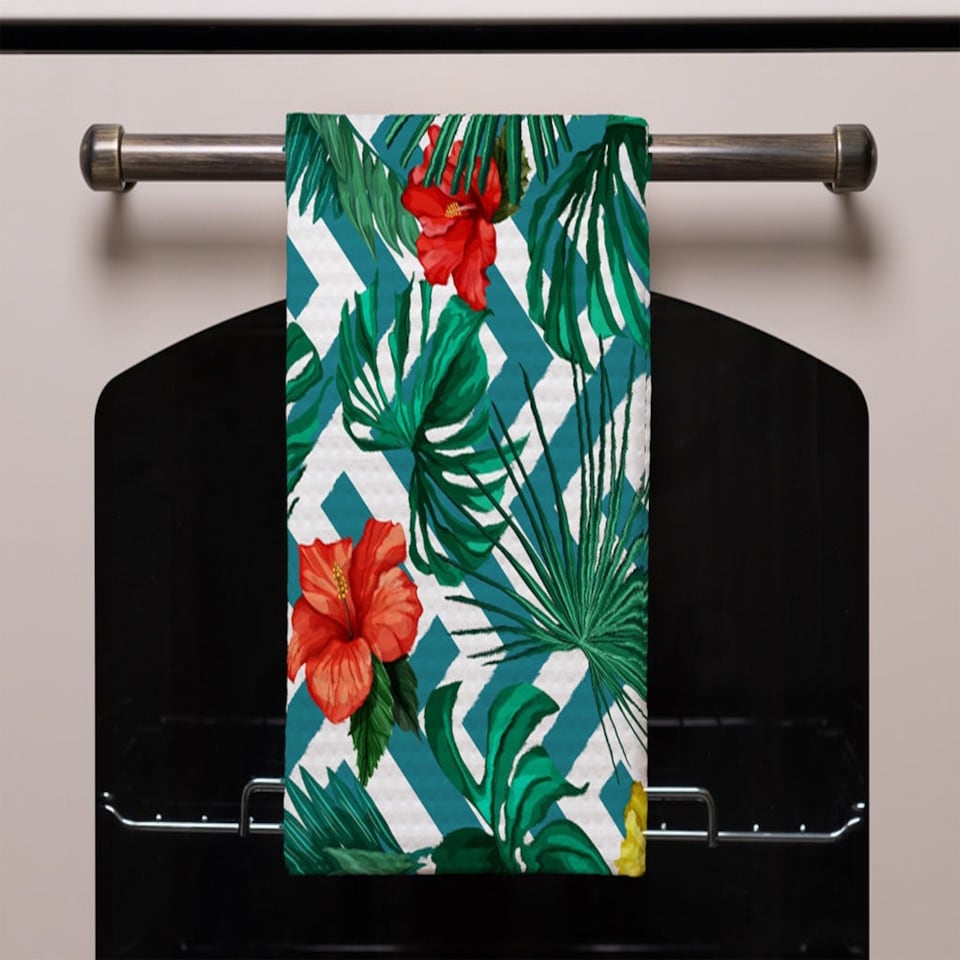 image 1 of Tropical Leaves & Geometrics (Kitchen Towel)