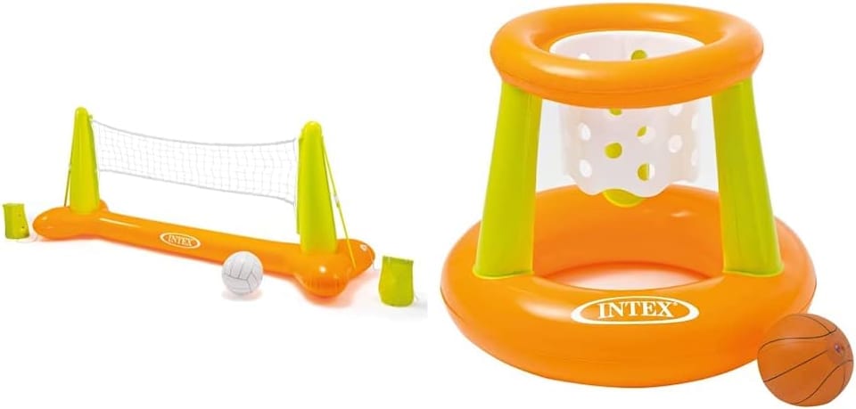 image 1 of Pool Volleyball Game Set And  Floating Hoop Game -Water Sports Fun for All Ages