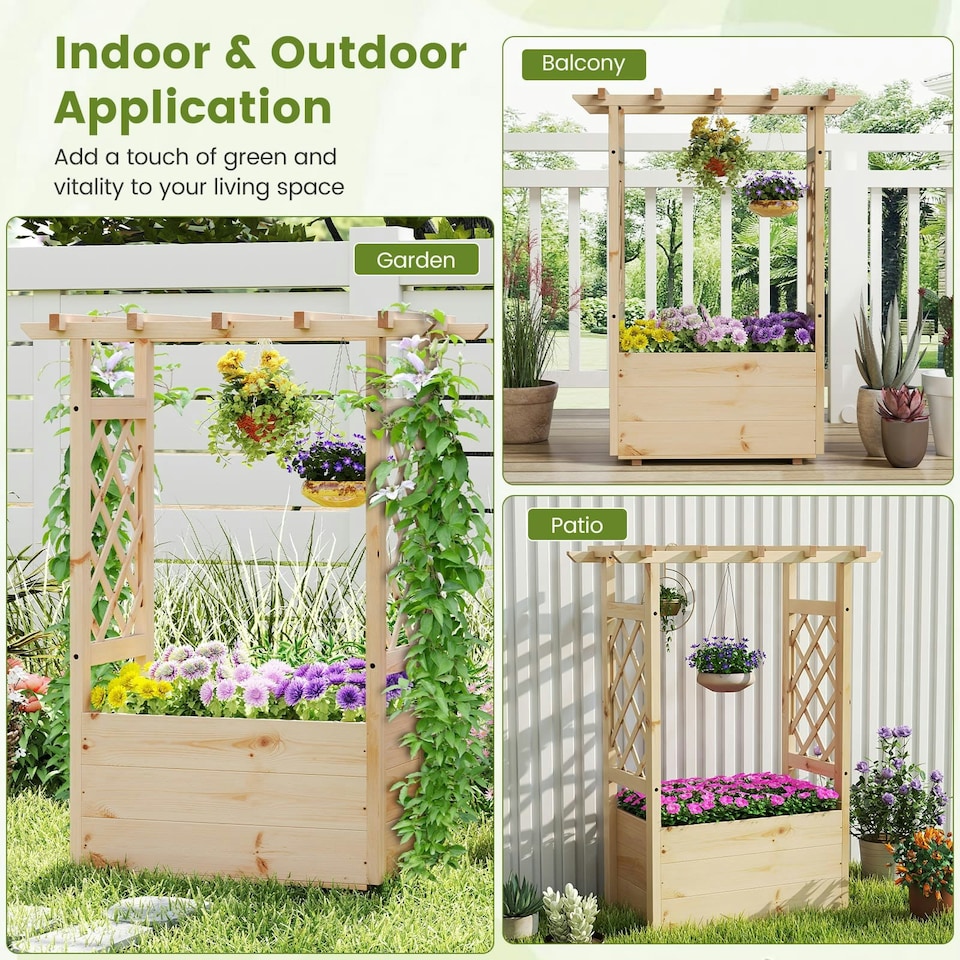 image 1 of COSTWAY Raised Garden Bed Wooden Planter Box Natural N/A