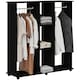 image 1 of HOMCOM Double Open Wardrobe on Wheels, Bedroom Wardrobe with Clothes Hanging Rails, 3 Storage Shelves, Mobile Garment Rack for Cloakroom, Hallway, Black