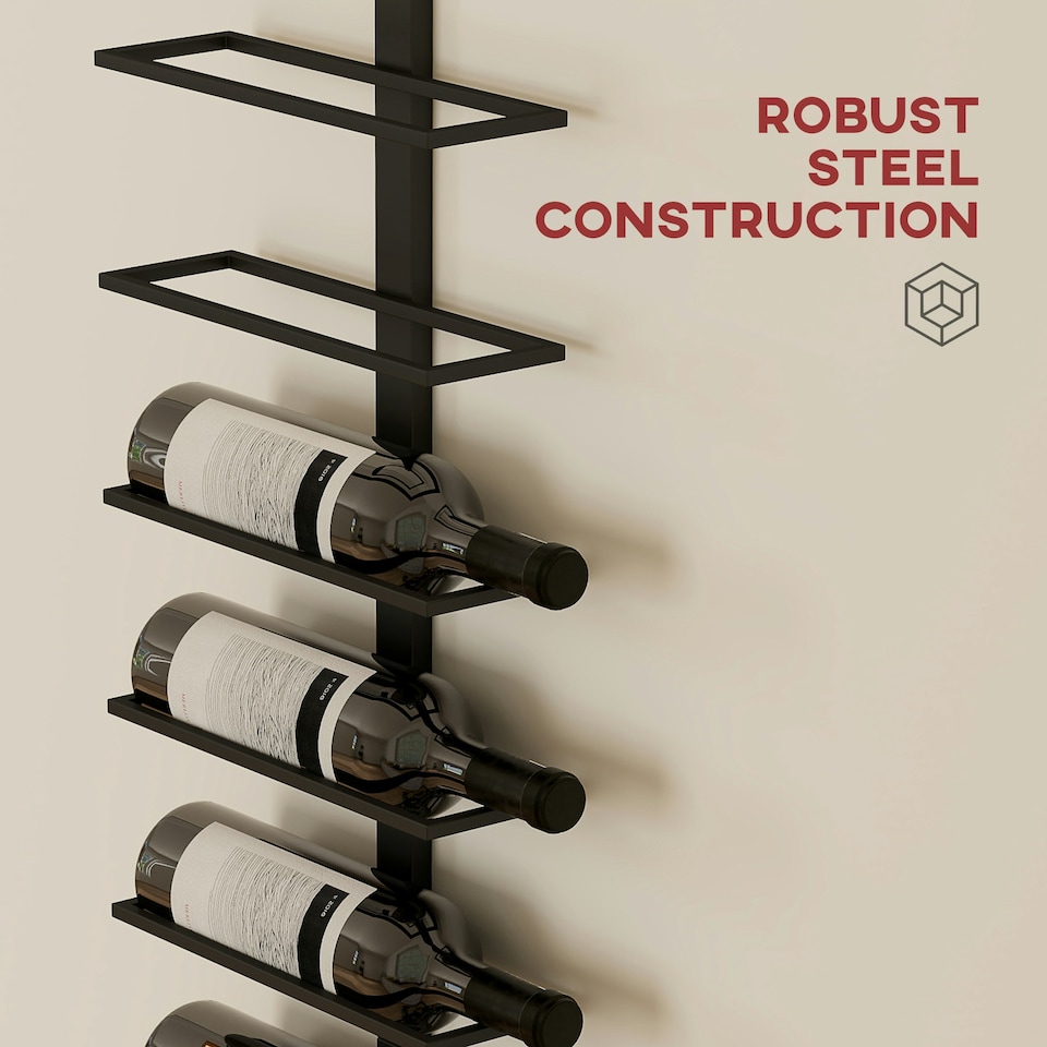 image 1 of HOMCOM Wall Mount Wine Rack, Wall Wine Rack for 10 Wine Bottles, Black