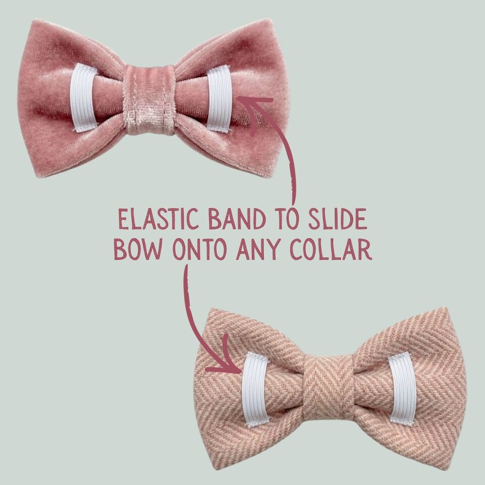 image 1 of Tails of Glory Pink Tweed and Velvet Bow Set