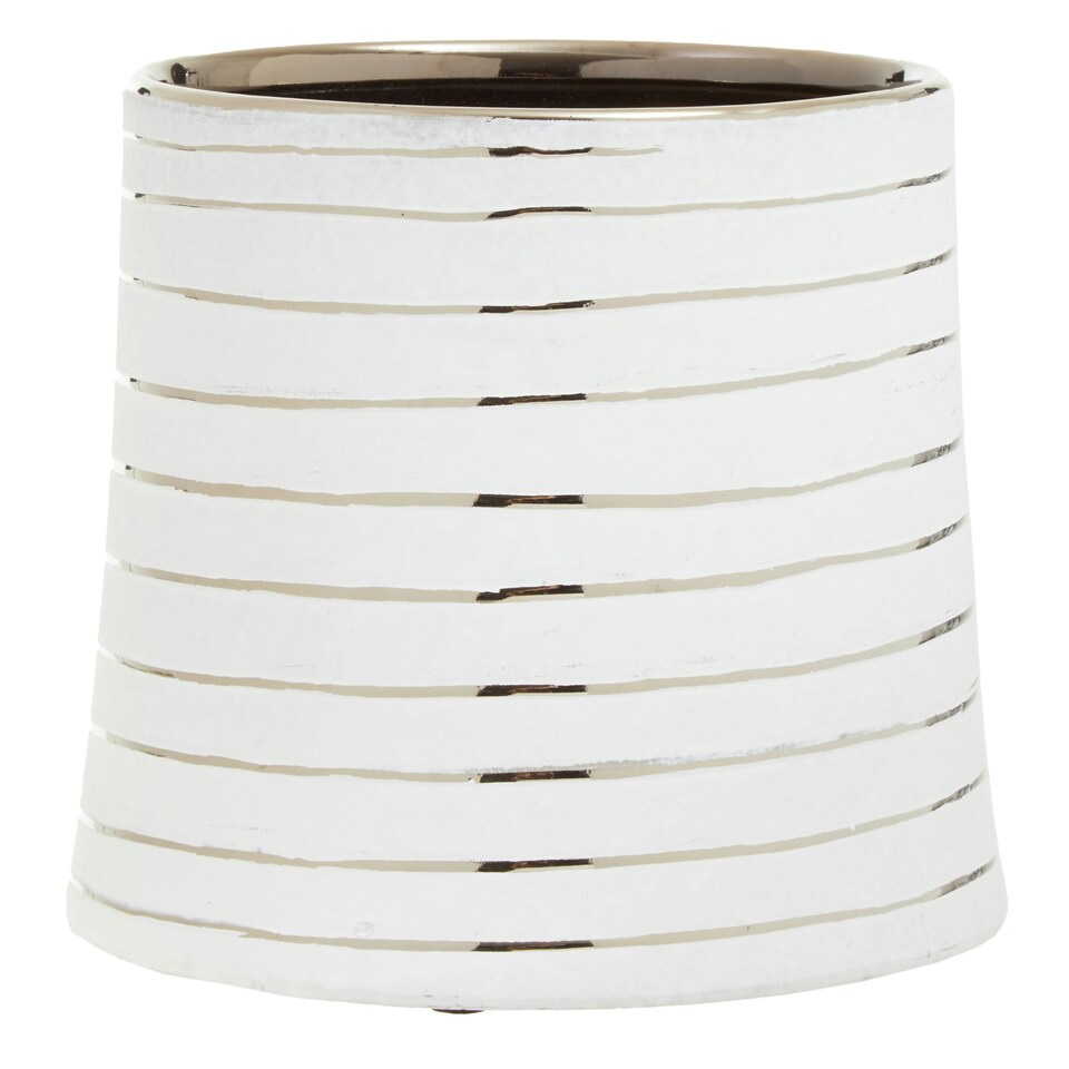 image 1 of Haldis Large White Silver Ceramic Planter White