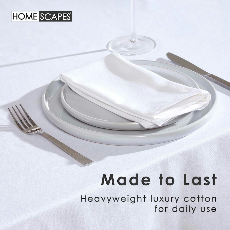 image 1 of Homescapes White Tablecloth - 178 x 300 cm | White | 178cm x 300cm (70" x 120")