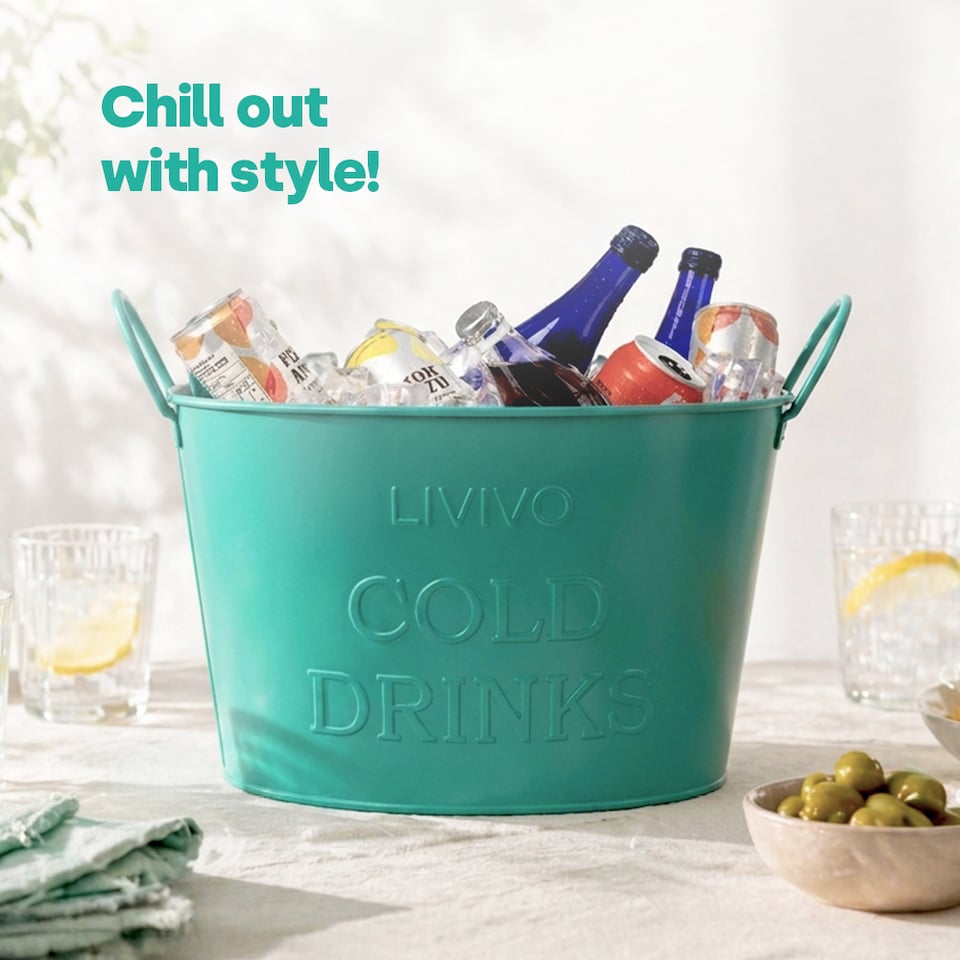 image 1 of Galvanised Steel Drinks Bucket - Turquoise