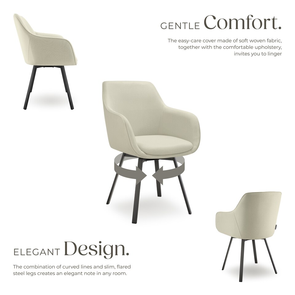 image 1 of Dining Chair Alicon - swivel armchair with padding and continuous backrest | Grey | greige | 6