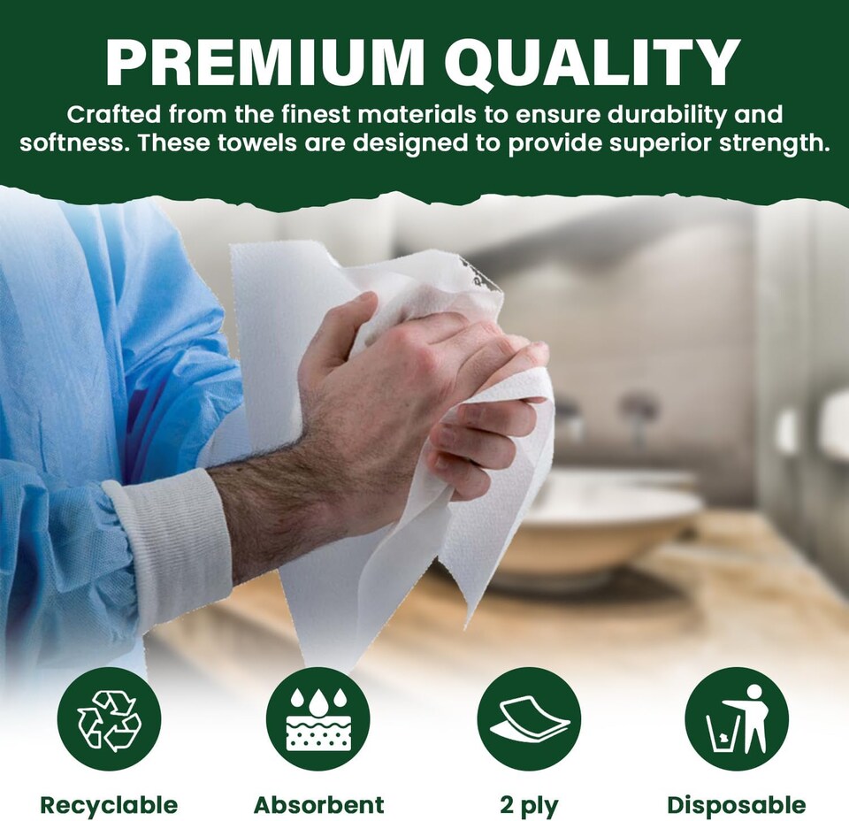 image 1 of ECONX Z-Fold Paper Hand Towels White 2 Ply Disposable Hand Towels Box of 3000