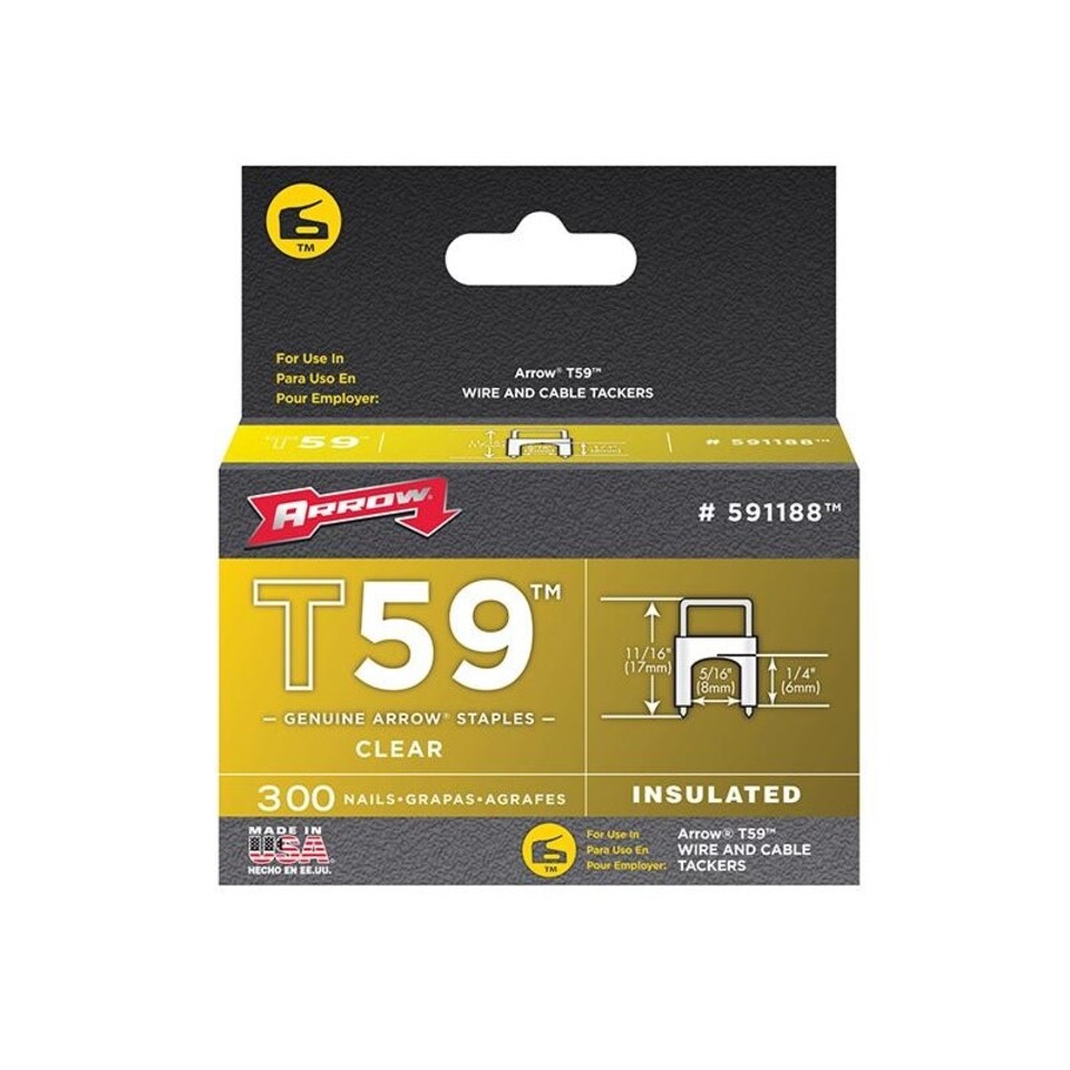 Arrow T59 Insulated Staples - Clear - 6 x 8mm