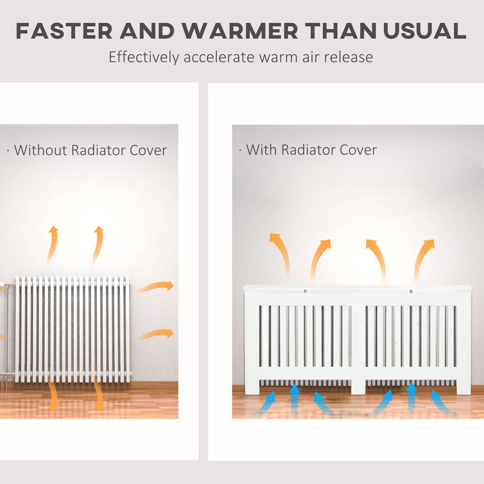 image 1 of HOMCOM Radiator Cover Painted Slatted MDF Cabinet Lined Grill 172x19x81cm