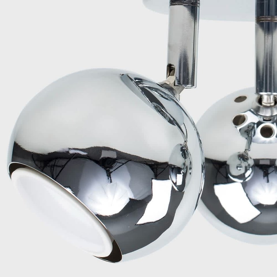 image 1 of ValueLights Retro Chrome 3 Way Round Plate Adjustable Eyeball Ceiling Spotlight