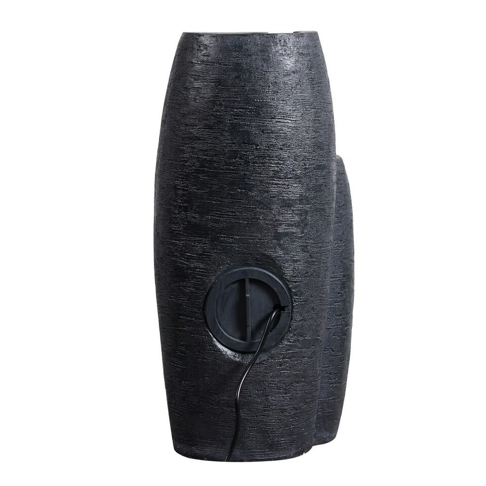 image 1 of Teamson Home Garden Outdoor Water Feature, Modern 3-Tier Cascading Urn Water Fountain, With LED Lights, Black