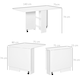 image 7 of HOMCOM Mobile Drop Leaf Dining Table Folding Desk w/ 2 Wheels White