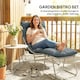 image 3 of Outsunny 3 Piece Bistro Set, Outdoor Table and Chair Set with Footstool | Grey | Dark Grey | Chair: 62x87x86 cm; Table: 46x45 cm; Footstool: 45x45x35 cm