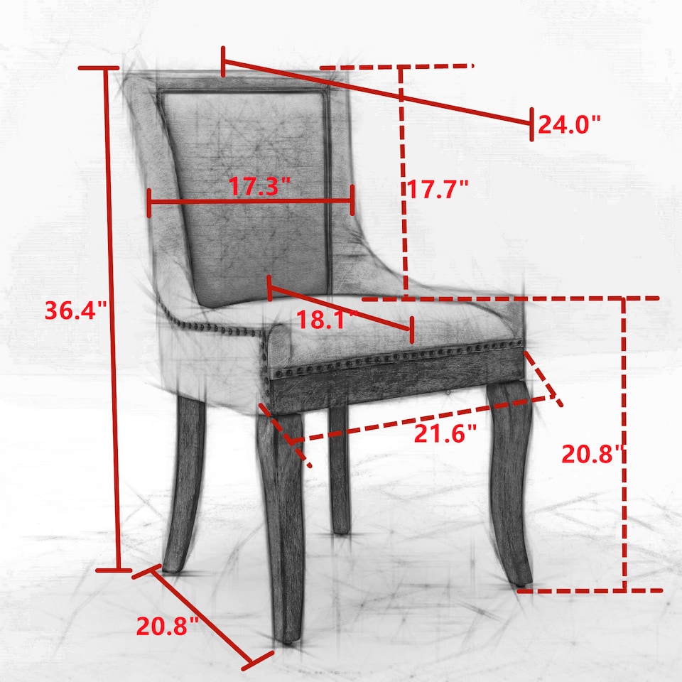 image 1 of Bewley Set of 4 Vintage Linen Upholstered Kitchen Dining Chairs with Oak Wood Legs